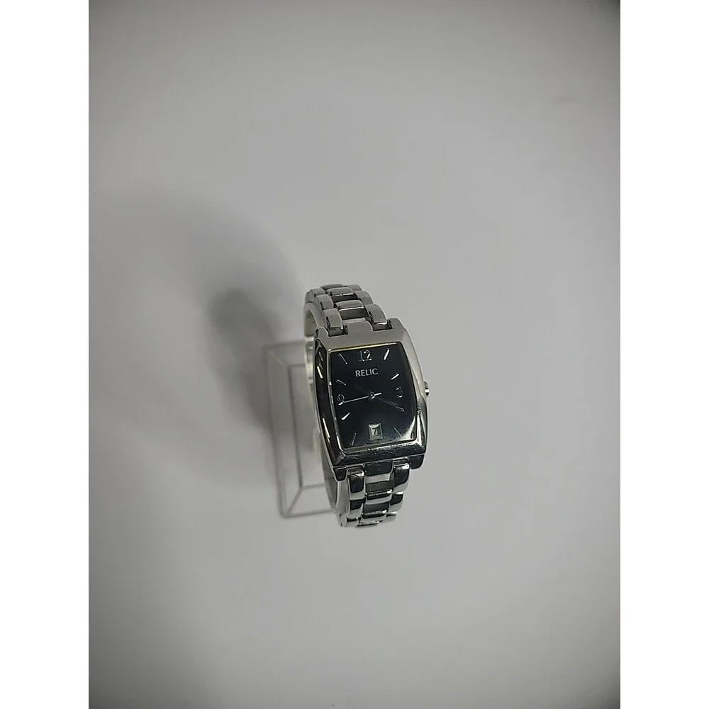 Vintage Relic Womens Wristwatch Watch Black Silver Tone‎ Date Analog